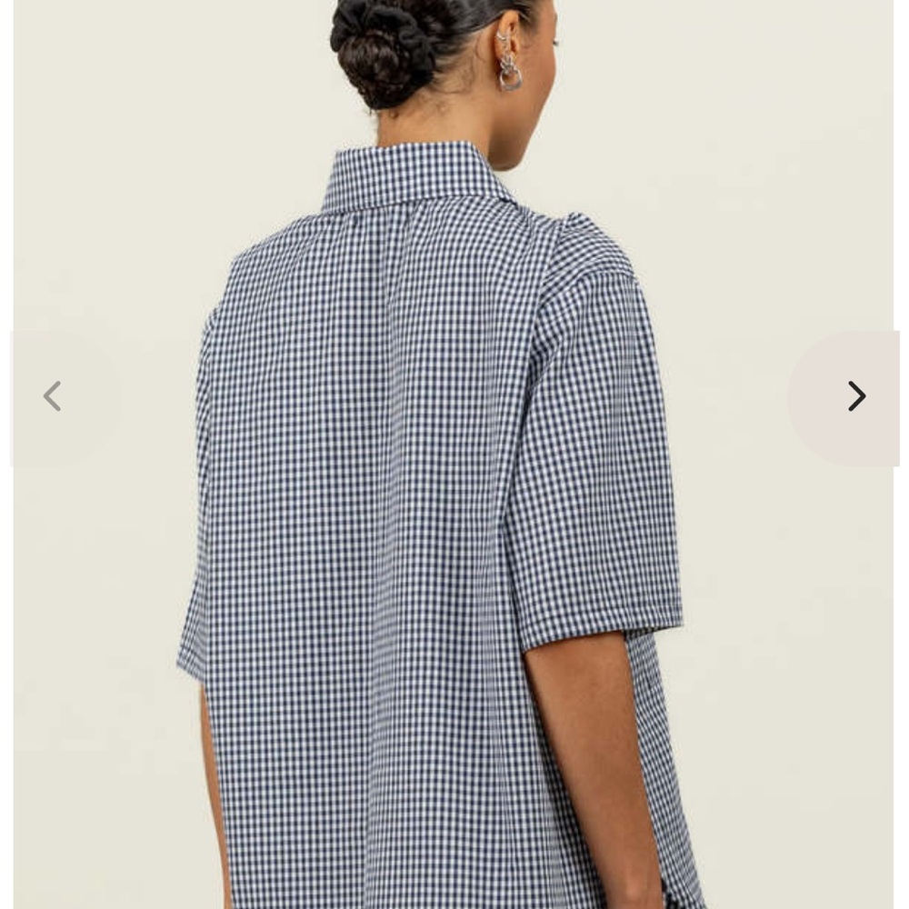 NWT Toit Volant “Felix” shirt in navy gingham - Picture 4 of 6